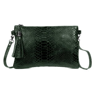 Ermine Bolso bandolera Mujer.Piel auténtica Gamuza Grabado Serpiente