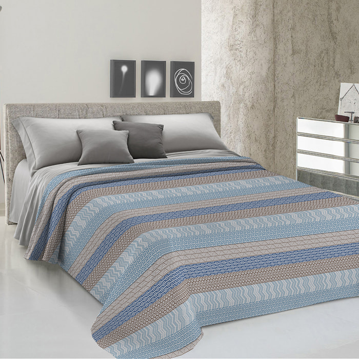 Copriletto di cotone azteco azzurro