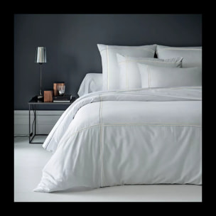 Housse de couette satin de coton jeu d'unis blanc Palais chic diamant