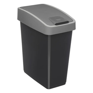 Poubelle 2 ouvertures plastique 45L gris