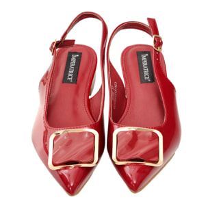 Ballerine in simil pelle verniciata con applicazione