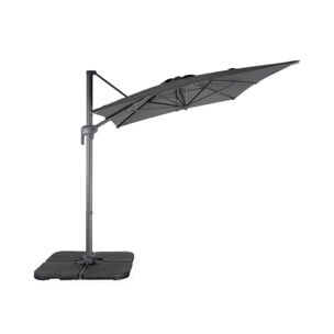 Parasol déporté rectangulaire 2x3m - Antibes - Gris - Parasol excentré inclinable. rabattable et rotatif à 360°.