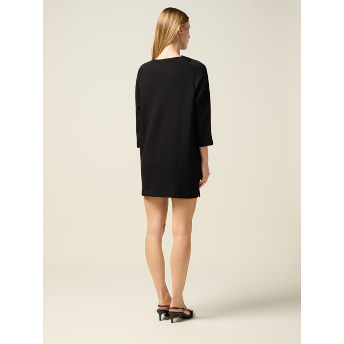 Oltre - Vestido en scuba con broches joya - Negro