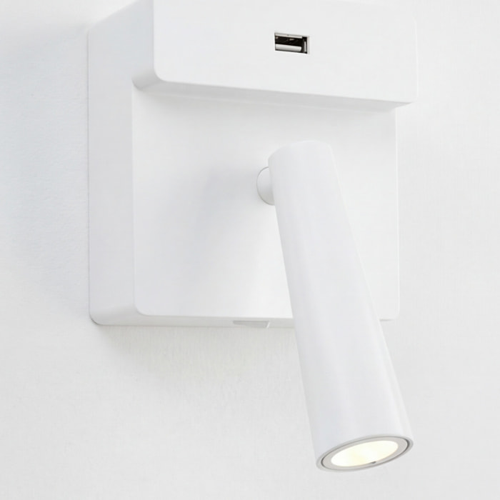 LEDS C4 Luz de lectura Gamma USB LED 3.5 Blanco cálido - 2700K ON-OFF Blanco 123lm