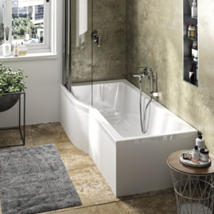 Baignoire bain douche 150 x 80 cm droite Connect Air + tablier + vidage Noir mat