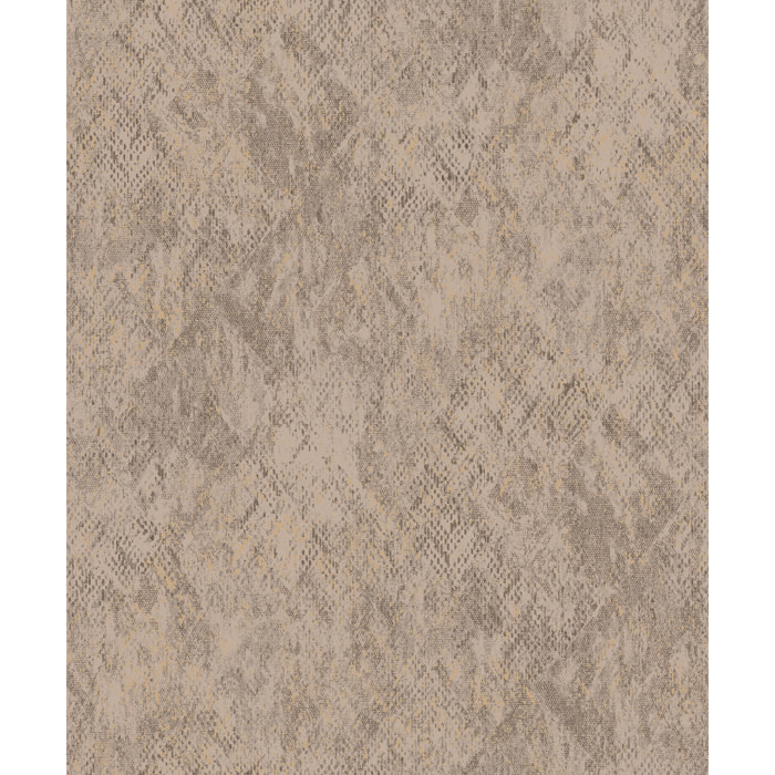 Papier peint effet peau serpent beige doré