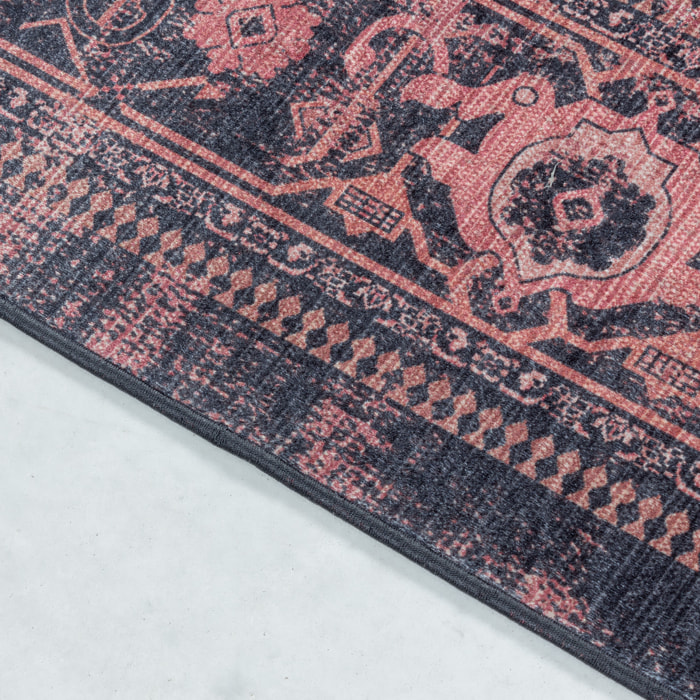 FIESTA - Tapis oriental effet vieilli rouge