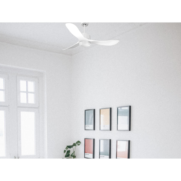 Ventilateur de Plafond ø132 cm avec Wifi Réversible Hypersilence pour 35 m² 40 W Blanc