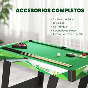 Mesa de Billar Plegable 104 cm, con Accesorios Incluye 16 Bolas, 2 Tacos, Tiza, Triángulo y Cepillo, Mesa de Billar Portátil para Niños y Adultos, Verde