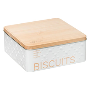 Boîte biscuits métal "Scandinave Nature" blanc