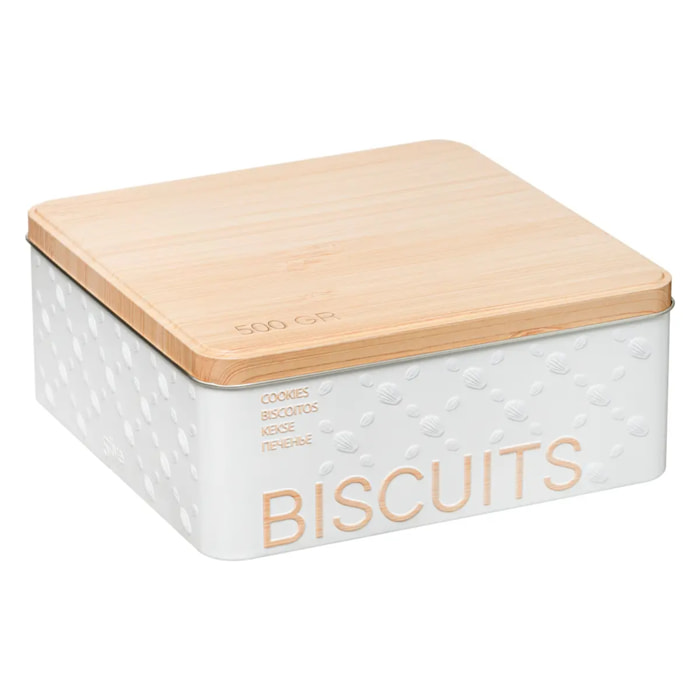 Boîte biscuits métal "Scandinave Nature" blanc