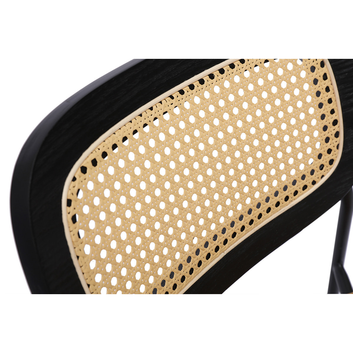 Chaises design en tissu effet velours texturé bronze, métal noir et cannage rotin (lot de 2) MIRANDA