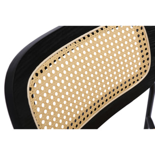 Chaises design en tissu effet velours texturé bronze, métal noir et cannage rotin (lot de 2) MIRANDA