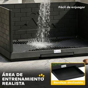 Inodoro para Perros con Césped Artificial, 75x51x36,5 cm, con Paredes Altas, Bandeja Deslizante y Fácil de Limpiar, Bandeja Sanitaria para Perros para Entrenamiento, Interior y exterior, Negro