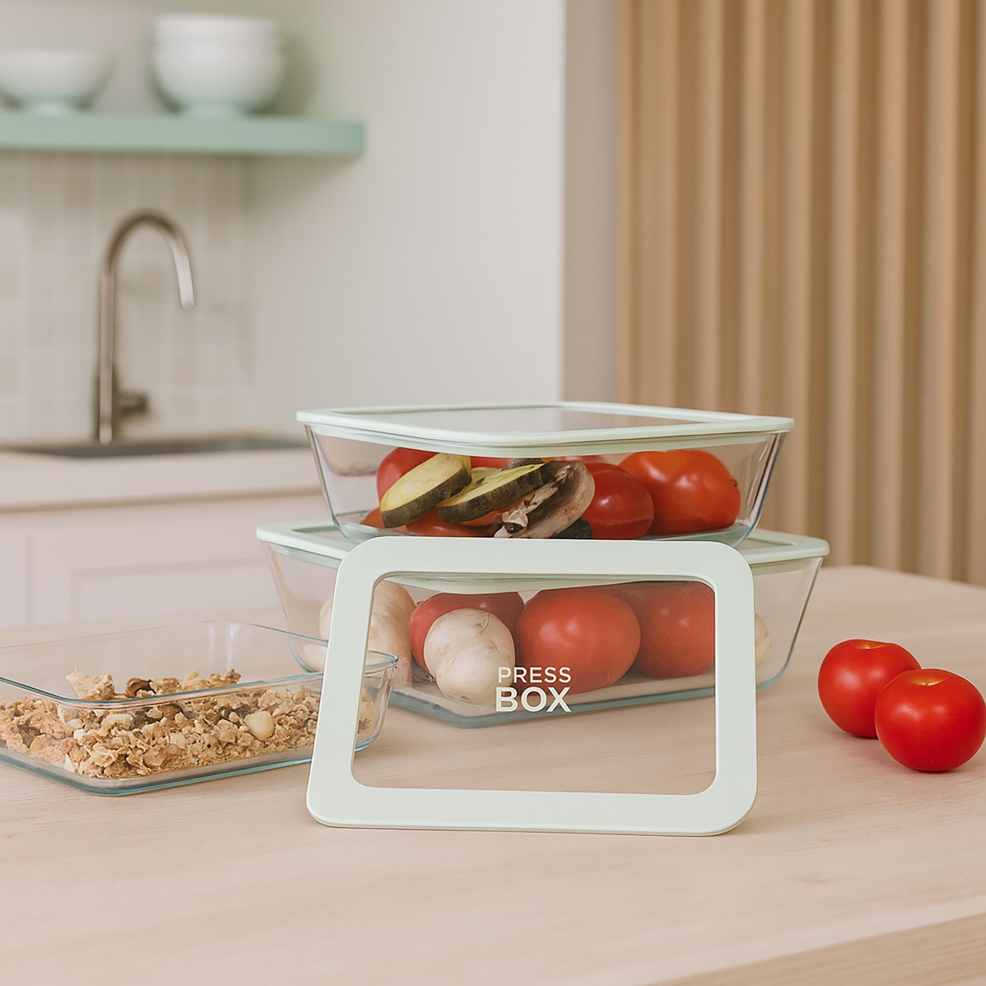 Boîte hermétique rectangulaire verte 2,6L PRESSBOX