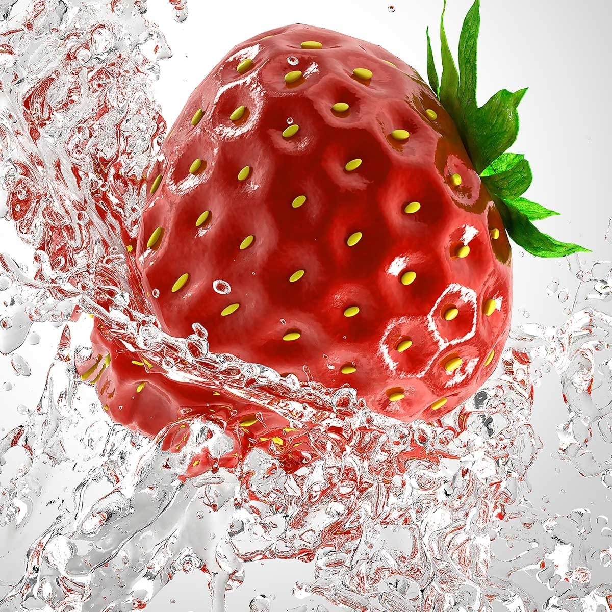 Tableau fraise et goutte d'eau Tableau plexiglas