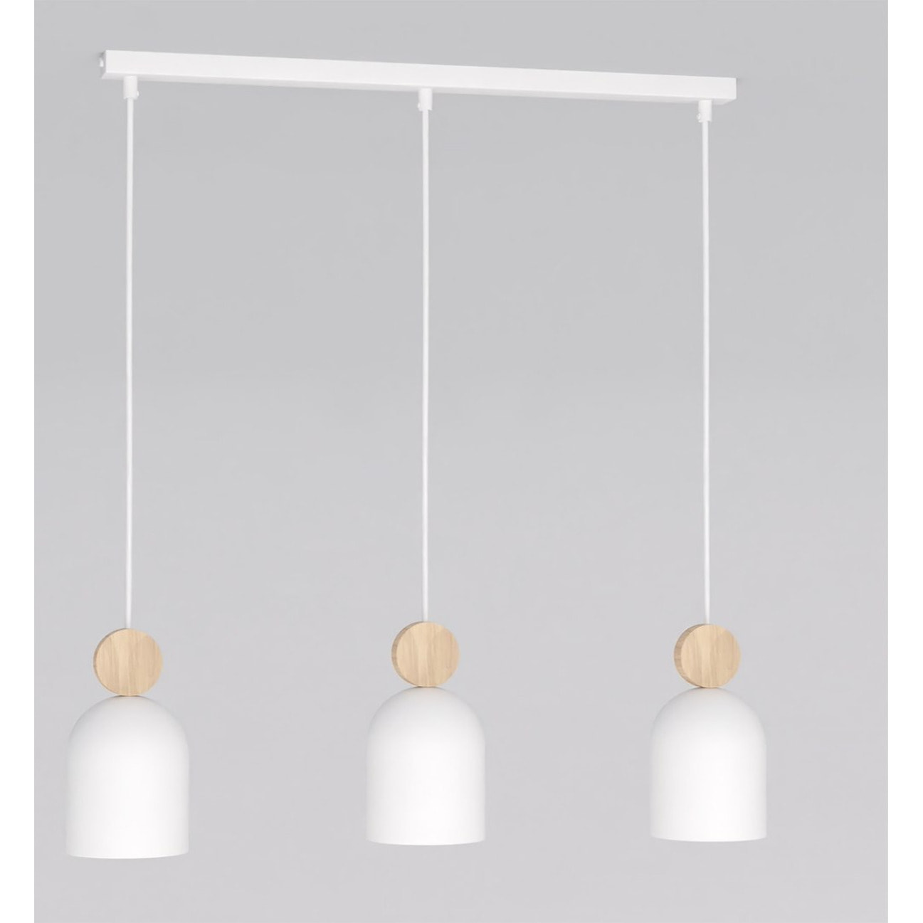 Lampada a sospensione MESI in acciaio bianco e legno naturale