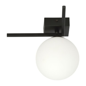 Lampada da soffitto IMAGO in acciaio nero e vetro opale