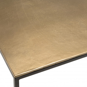 JONAS - Table basse carrée 90x90cm aluminium doré et noir pieds métal