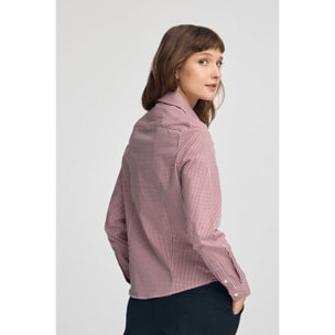 Camisa de cuadros vichy color borgoña con logo Rigby Go