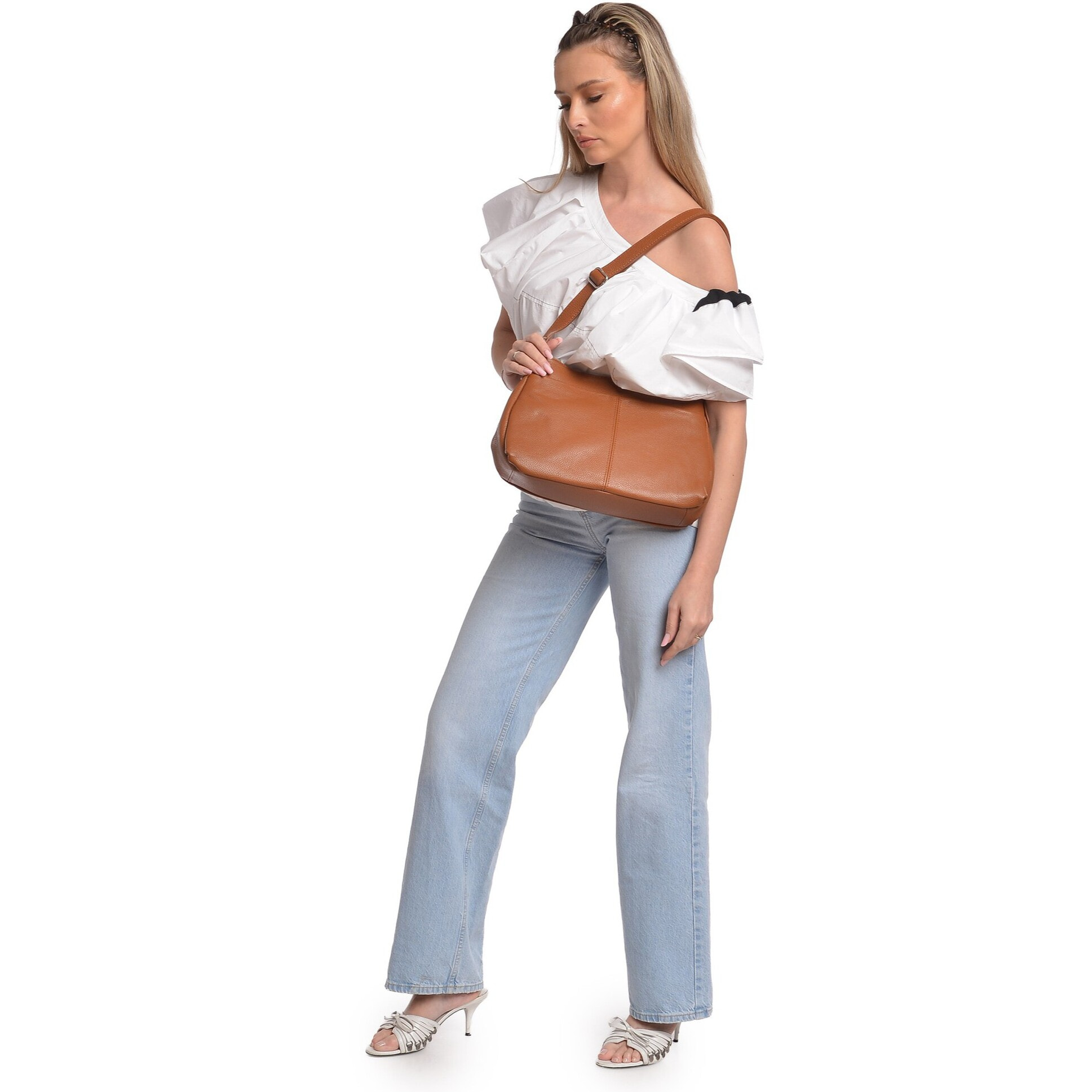 Borsa a tracolla Anna Luchini Cammello