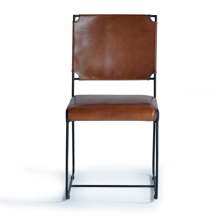 Silla de Piel 46 Cm Estilo Vintage Industrial