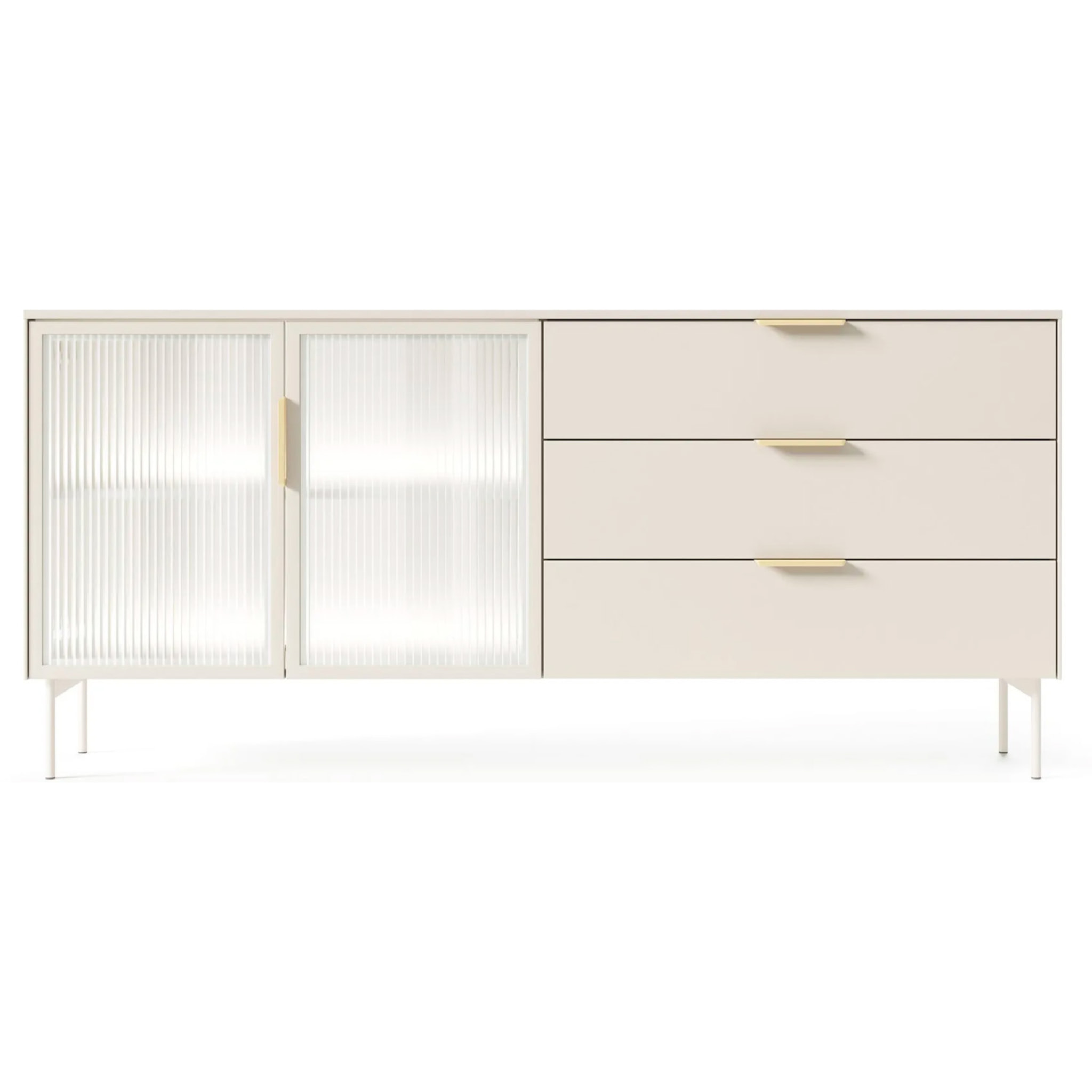 Credenza Madia Con Vetrina Moderna Con Ripiani Interni In Truciolare Melaminico Ideale Per Soggiorno Sala Da Pranzo  181.3 x 39.3 x 82.6 Cm Cashmere