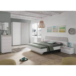 Cassettiera Irving, Settimanale a 5 cassetti, Mobile Comò per camera da letto, Comò moderno, cm 61x40h118, Bianco