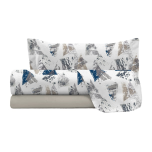 COMPLETO LETTO FASHION, 100% Microfibra, No Stiro - URBAN BLU