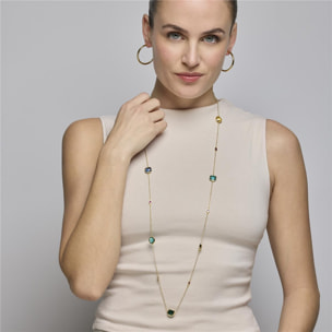 Collar con cuarzo hidrotermal multicolor acabado oro amarillo 18k