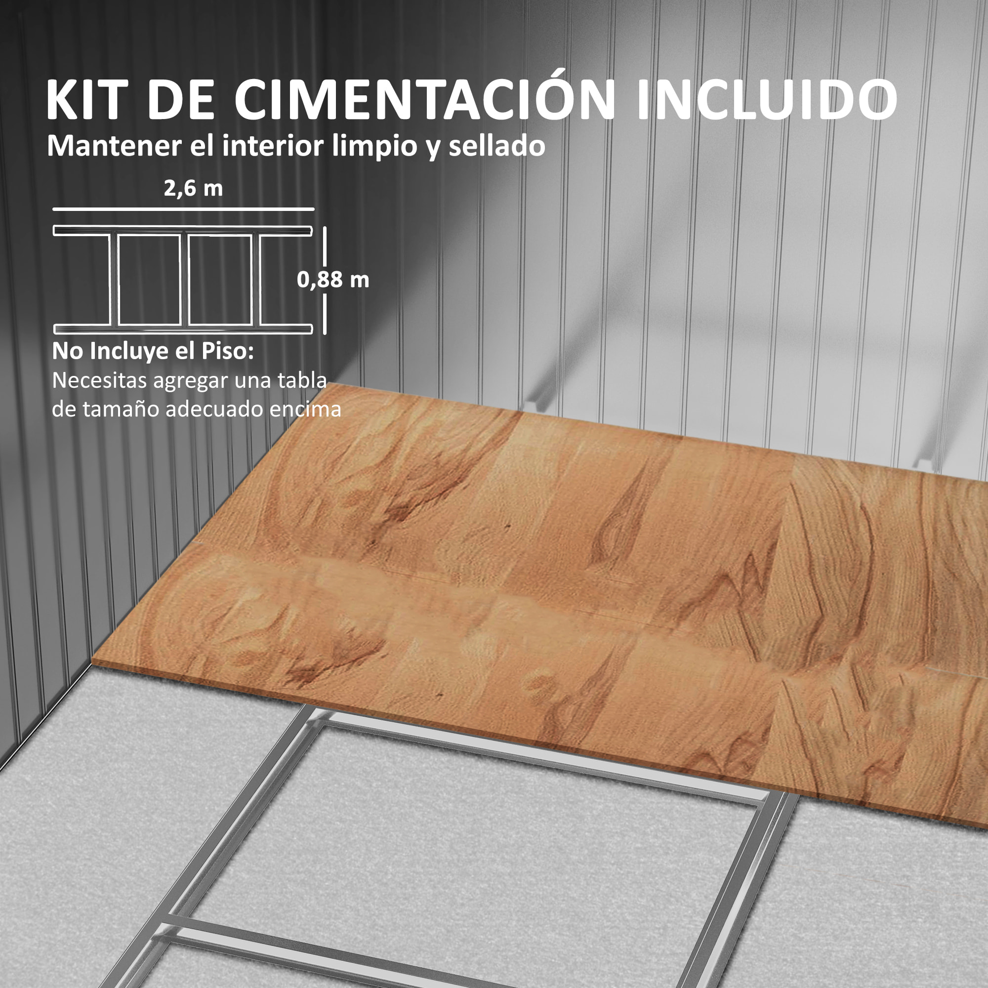 Caseta de Jardín Exterior 4,9 m² 277x195x192 cm Efecto Madera Cobertizo de Jardín Exterior con Puerta Corredera Techo Inclinado Base Refuerzo (Suelo NO Incluido) y 4 Ventanas Marrón