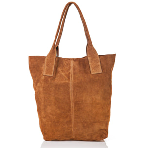 Borsa Donna in vera pelle Made in Italy colore Marrone dimensioni cm 40x35x15