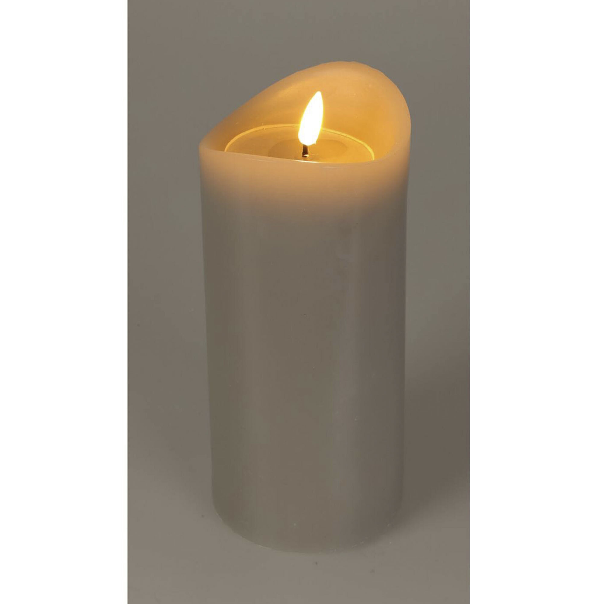 vela led con efecto gelatina color gris ø9x20cm