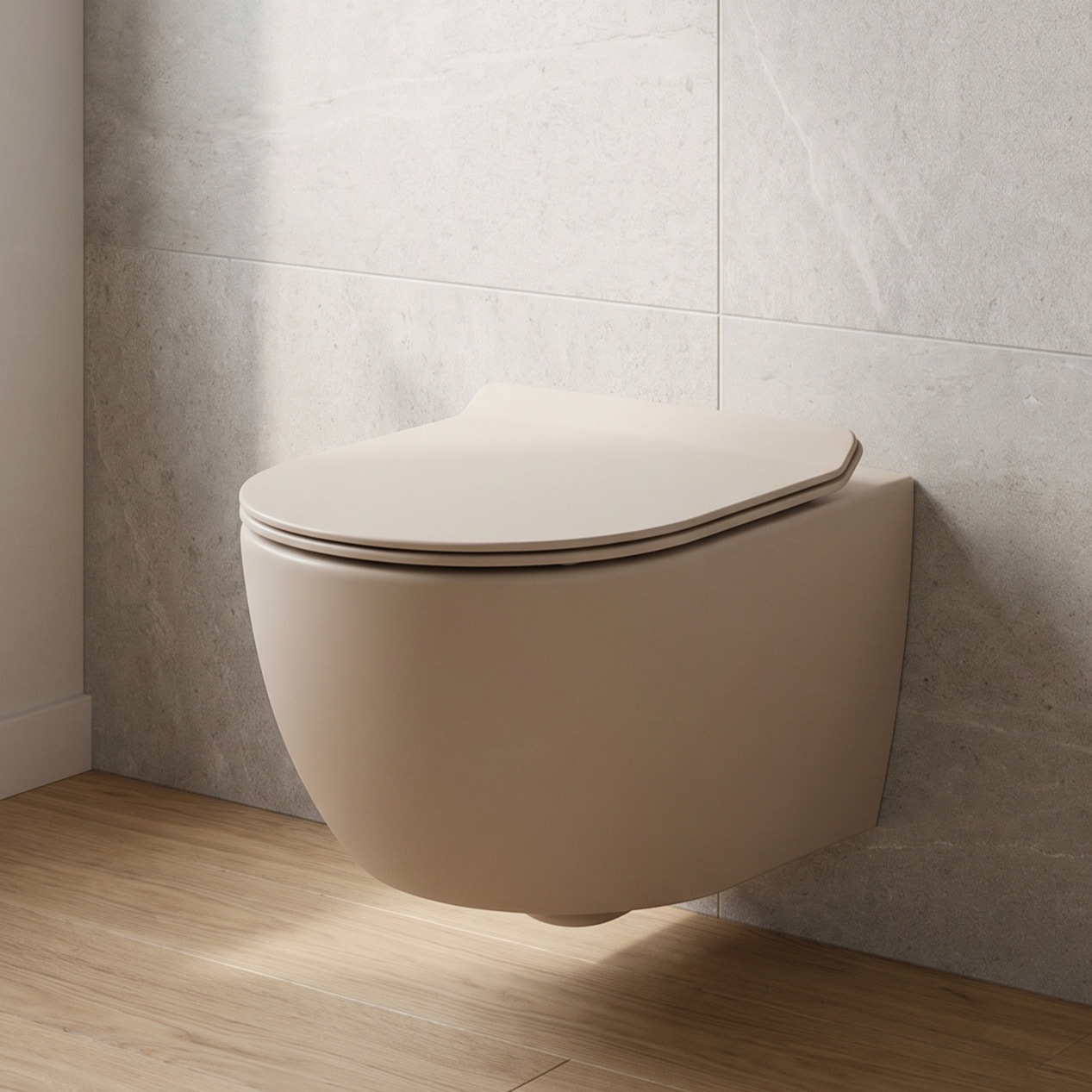 PixL WC suspendu en céramique Vortex , fixations invisibles + abattant Soft-Close, Moka mat (CEPX010RTORPMOM)