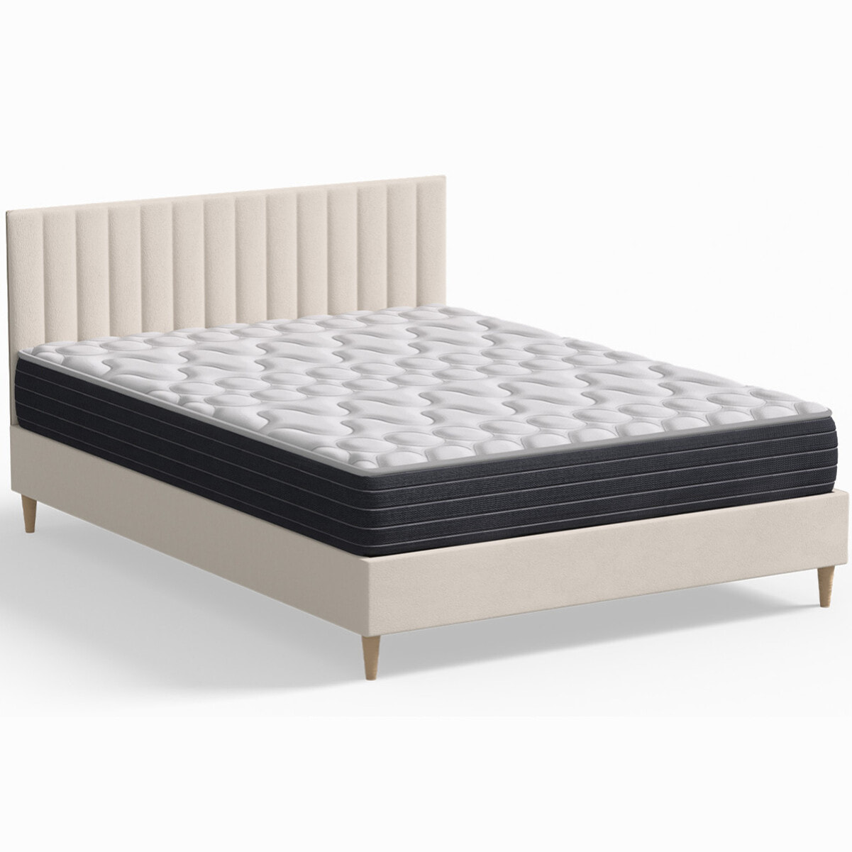 Pack lit en velours + Matelas mémoire de forme - ELIOT & MEMO HR