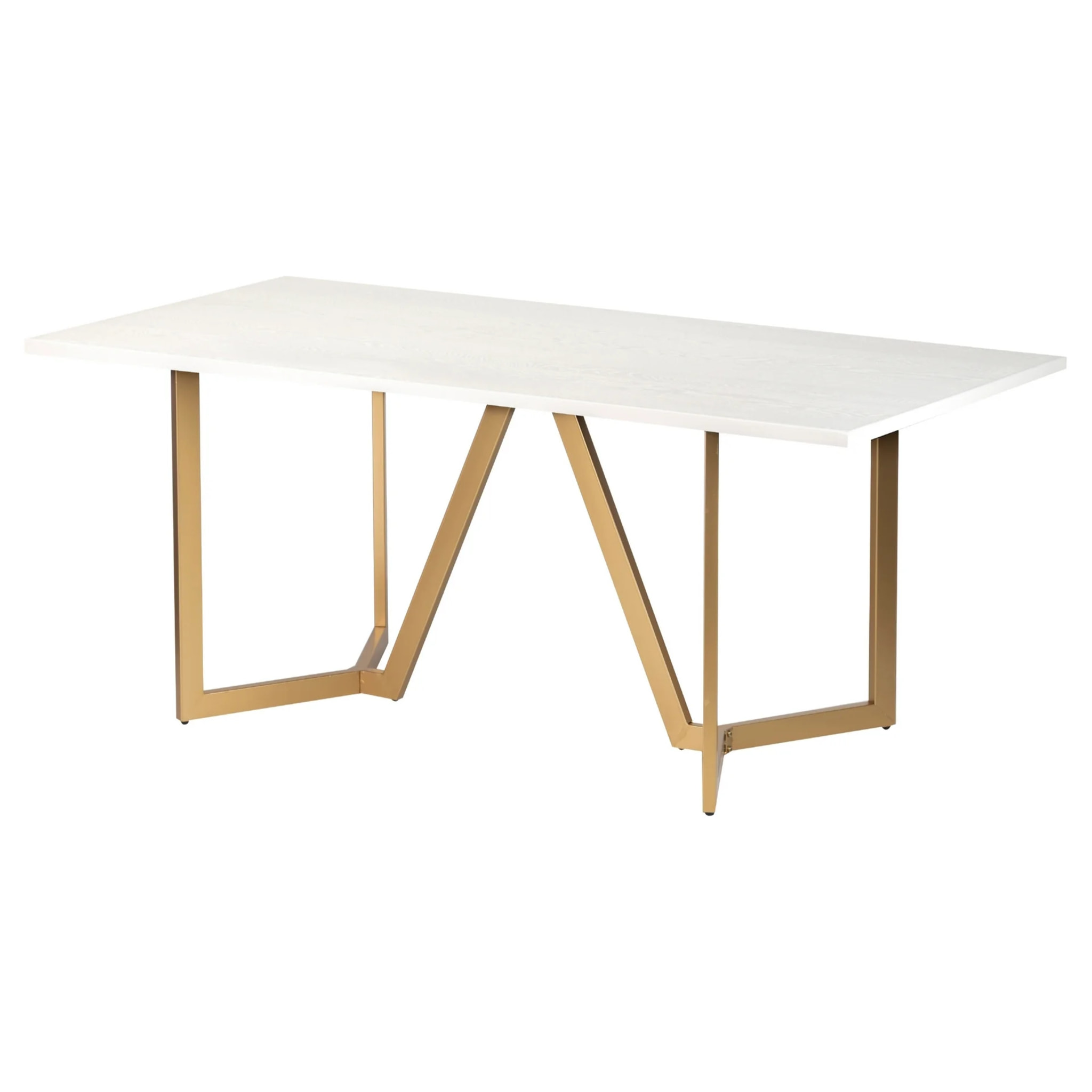 Mesa Comedor Mdf Metal Blanca Dorada 180x90x75 Cm