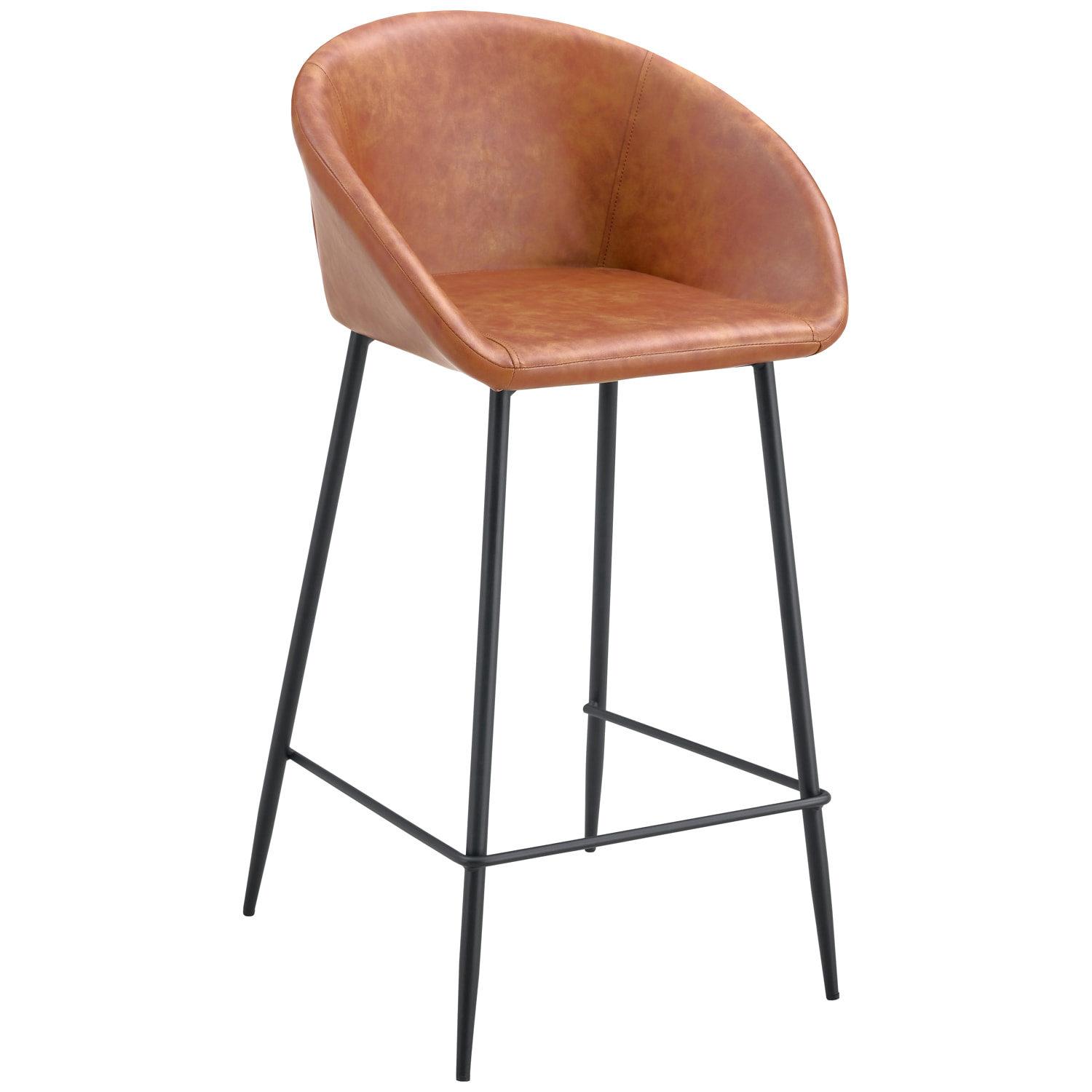 Lot de 2 tabourets de bar en simili cognac ACHILLE