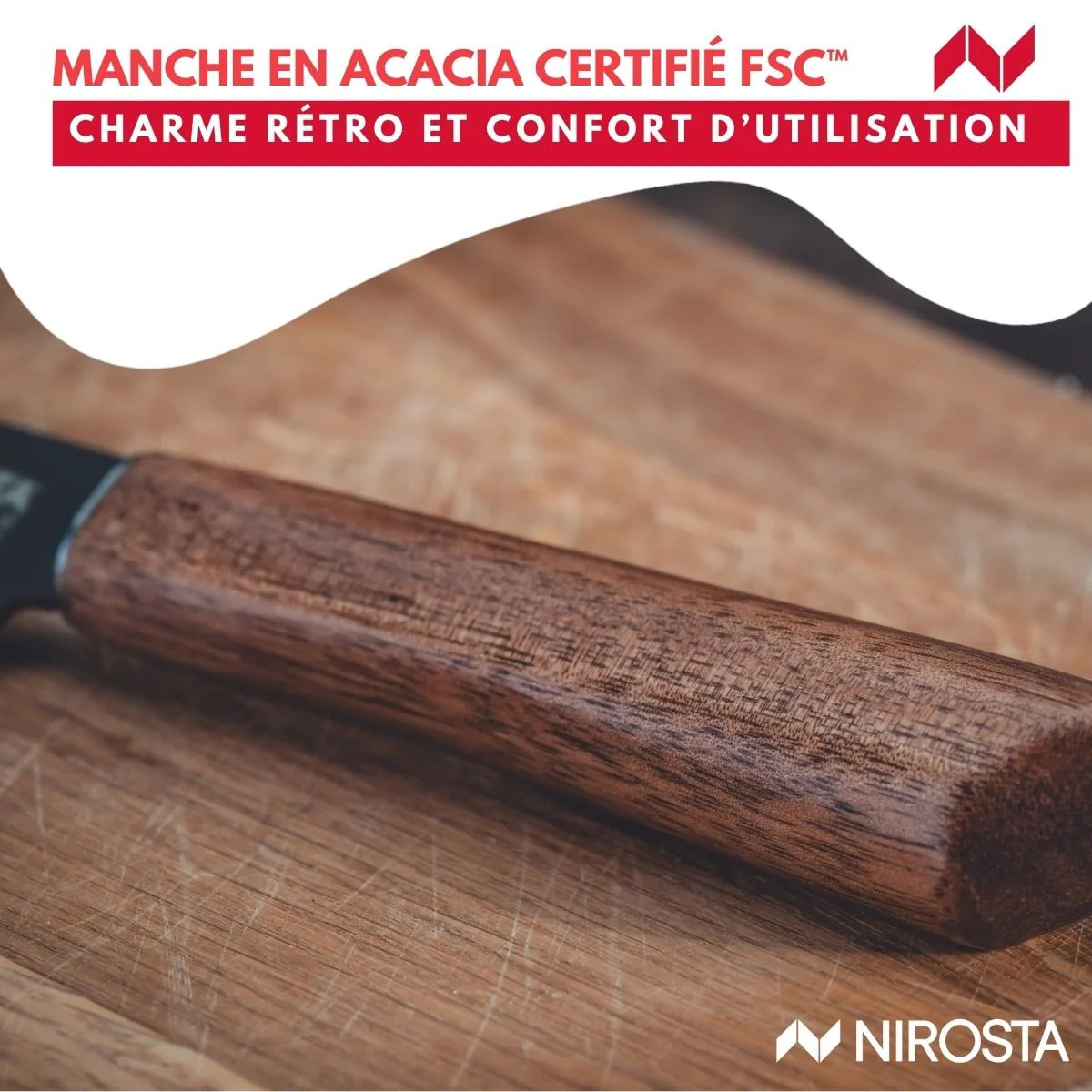 Couteau de cuisine lame crantée 24 cm Nirosta Flow