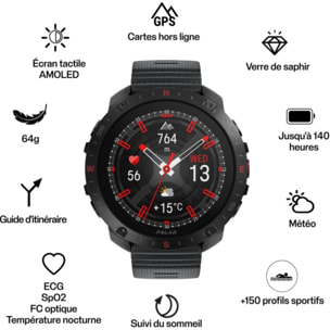 Montre sport POLAR GRIT X2 PRO Night Black S-L + H10