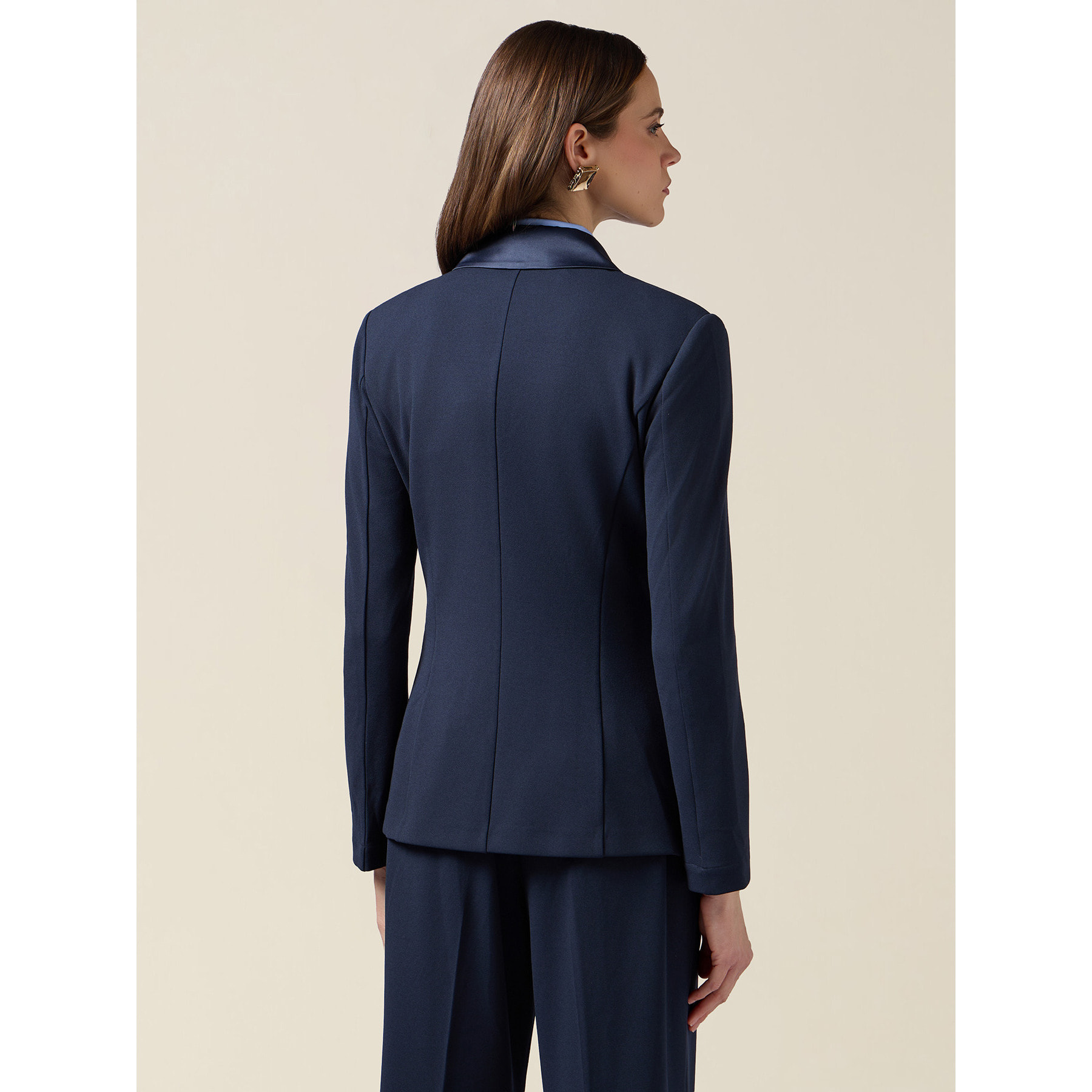 Oltre - Blazer cruzado con botones forrados - Azul