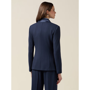 Oltre - Blazer cruzado con botones forrados - Azul