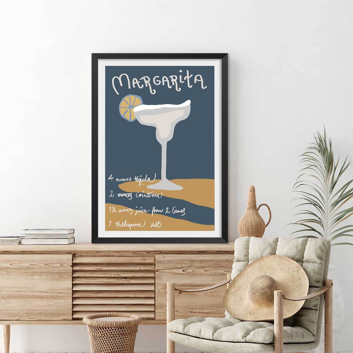 Affiche  pause margarita Affiche + cadre en bois - Noir