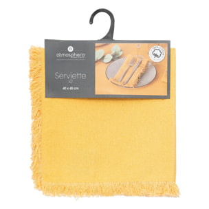 Lot de 2 serviettes de table "Maha" - coton - jaune ocre - 40x40 cm