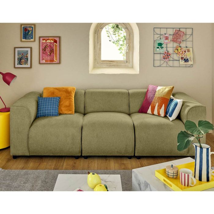 Suaro - Module d'assise sans accoudoirs en tissu texturé - Vert sauge