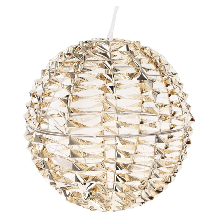 decoración en forma de bola luminosa color oro brillante con 300 luces micro led 30cm