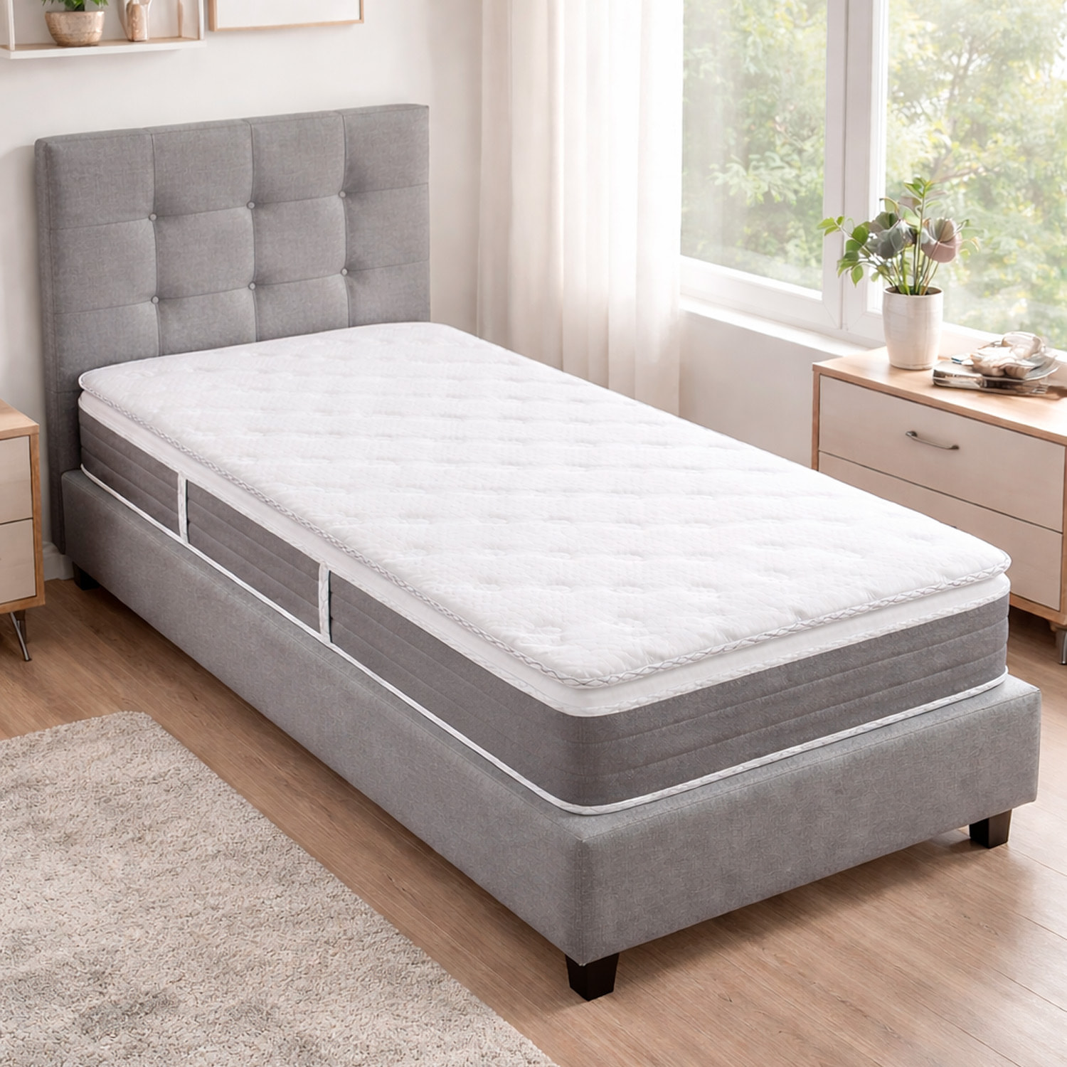 Materasso Singolo A Molle 120/M2 H3 Medio Rigido Topper Integrato Supporto Ergonomico Traspirante Comfort Elevato Riposo Ottimale 80 x 190 x 27 Cm