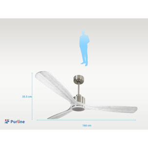 Ventilador de techo Modo Invierno/Verano Termostato Dimable Wifi Motor DC Techos Inclinados Mando a Distancia Luz tres tonos Hypersilence Memoria Vendible Shopify (AUTOMATICO) MadeiraD166C03LED65067 PURLINE