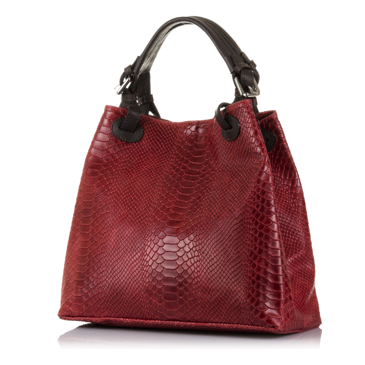 Emanuela Bolso tote Mujer.Piel auténtica Gamuza Grabado Serpiente