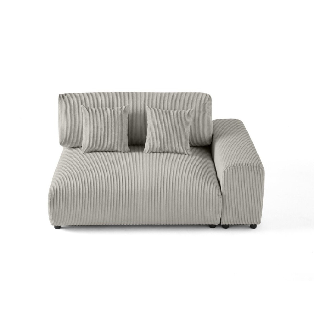Garance - module d'assise 2 places avec accoudoir droit - en velours côtelé - Gris clair