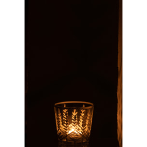 J-Line photophore Chloé - verre - transparent/argent - small - 2 pièces